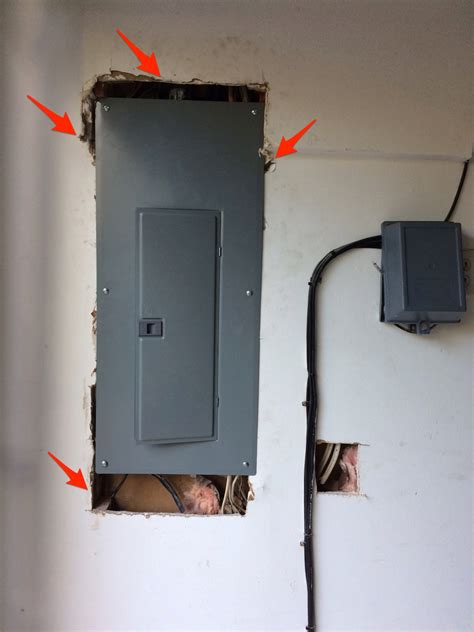 drywall electrical breaker box|fixing drywall around breaker box.